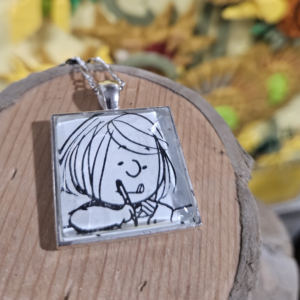 Peppermint Patty Peanuts Vintage Book Page Necklace Ooak New